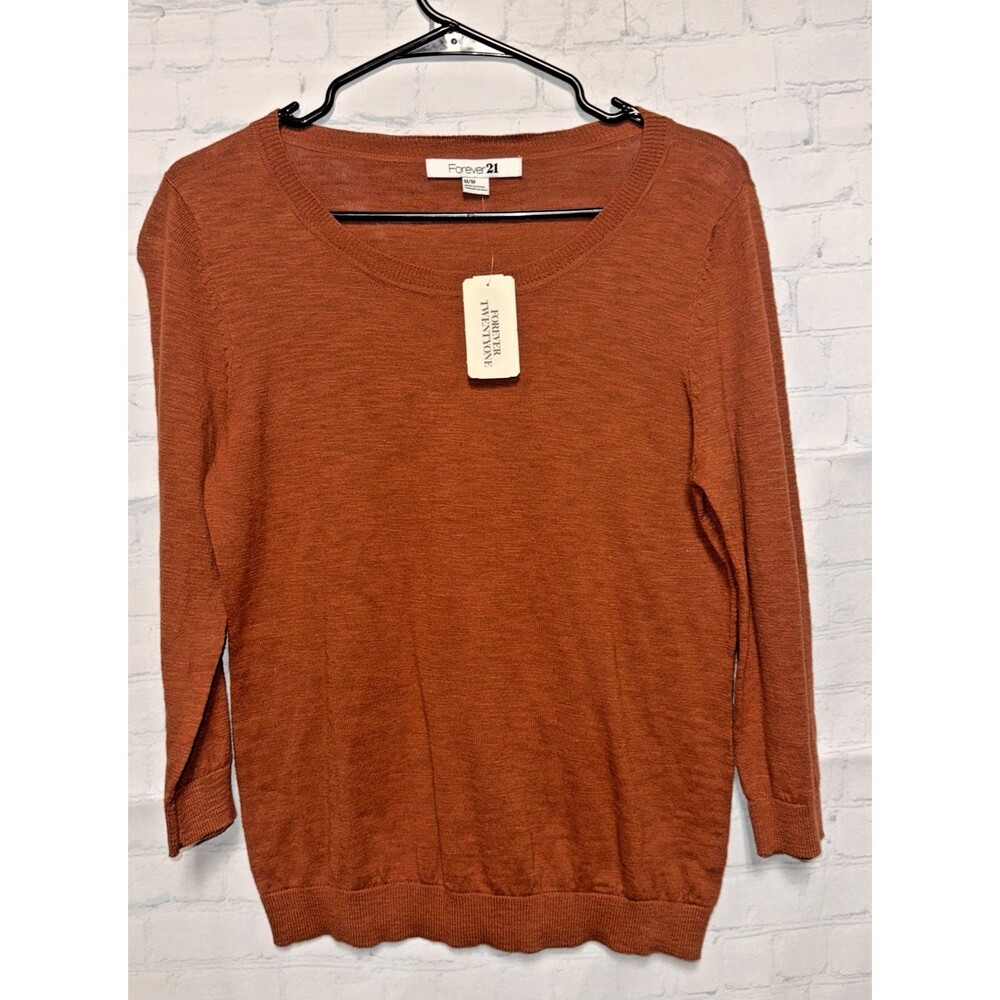 Forever 21 Sweater Women’s Teenage Rust Orange Colored 3/4 Sleeve Y2K style